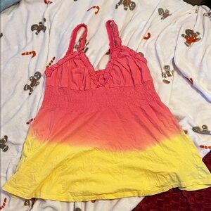 Women's Pink and Yellow Ombre Top